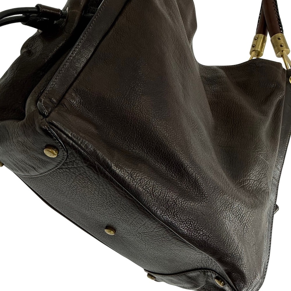 VTG Michael Kors Studded Leather Hobo Dark Brown Bag Gold Hardware Italy Made‎ - Picture 8 of 16